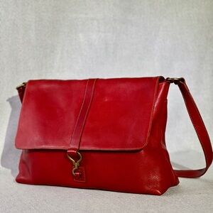 Vintage Lauren Ralph Lauren Red Leather Messenger Bag